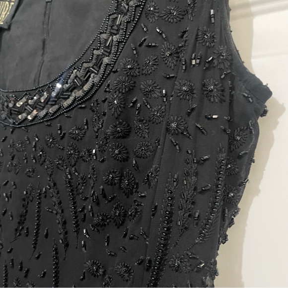 VINTAGE ESCADA COUTURE Black 100% Silk Beaded Mini Dress Size 34 USA XS - Picture 9 of 13